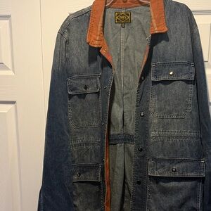 Obey Men's Blue Denim Jacket with Orange Collar
Preowned ..size XXL